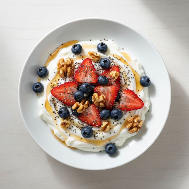 Creamy Greek Yogurt Bowl with Chia Seeds and Fresh Berries