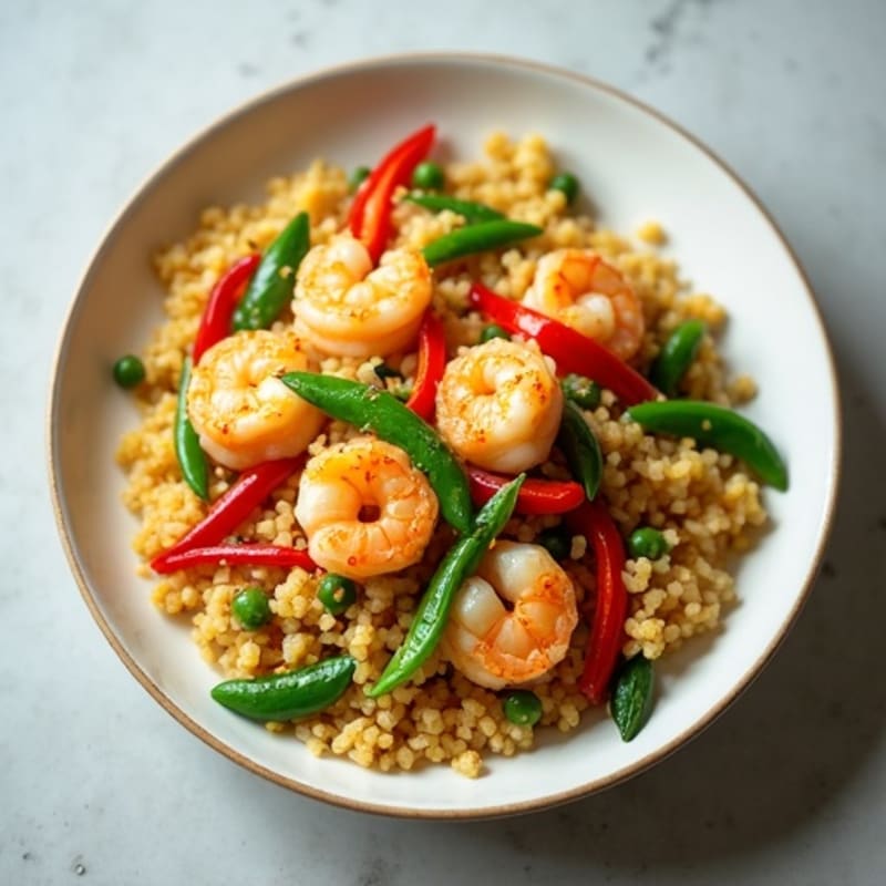 Cauliflower Rice Shrimp Stir-Fry with Fresh Ginger