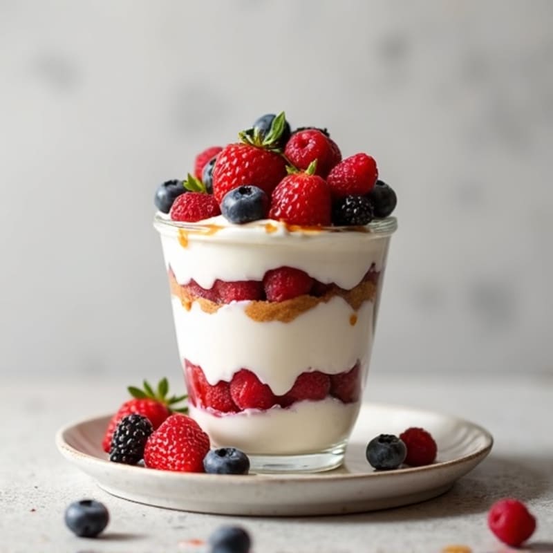 Creamy Greek Yogurt Parfait with Mixed Berries and Almond Butter