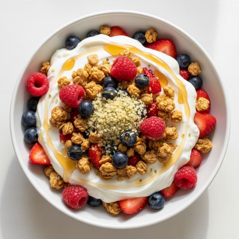 Creamy Greek Yogurt Parfait with Mixed Berries and Protein Granola