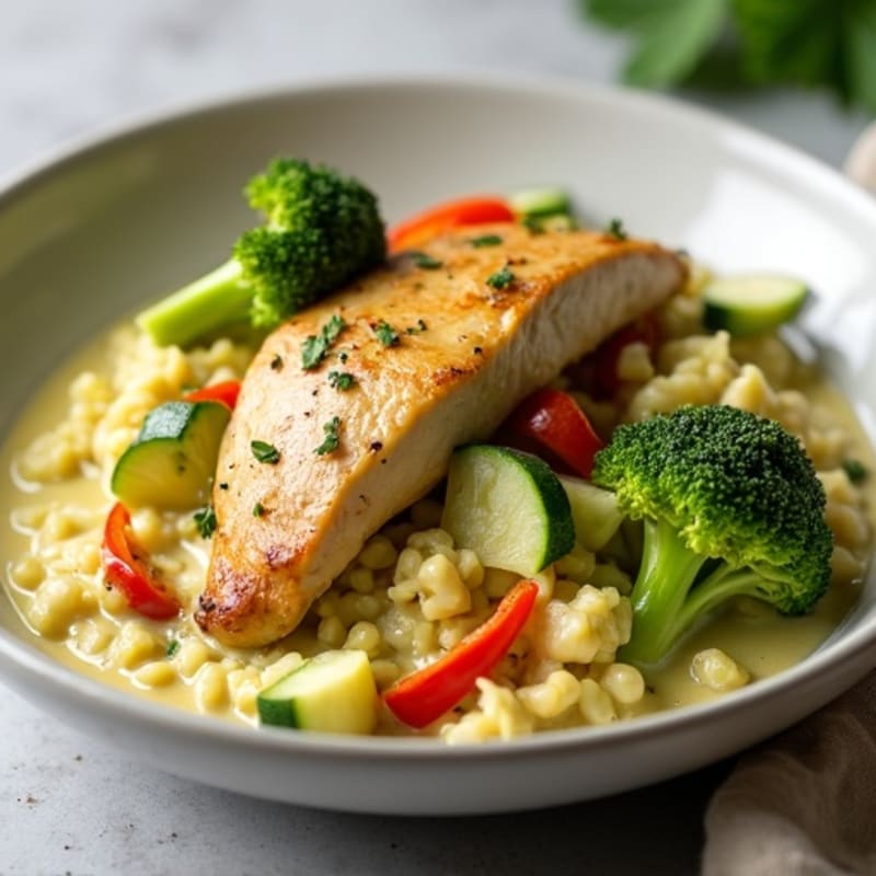 Creamy Coconut Green Curry Chicken with Fresh Vegetables