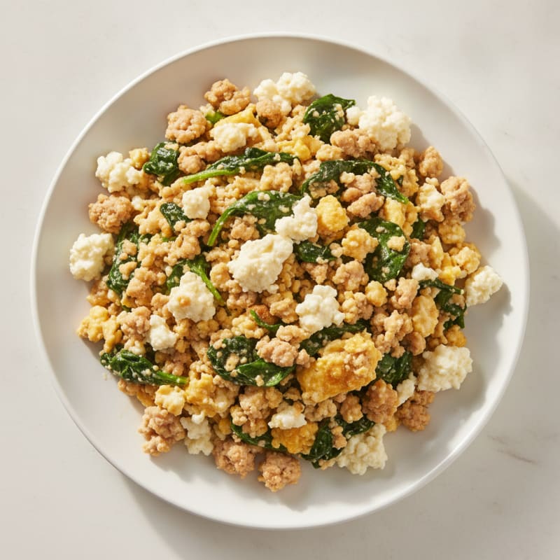 Cottage Cheese Scramble with Turkey and Spinach