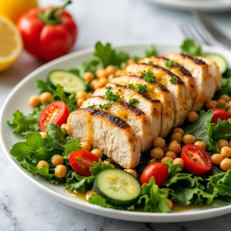 Grilled Chicken Breast Salad with Chickpeas and Lemon Vinaigrette