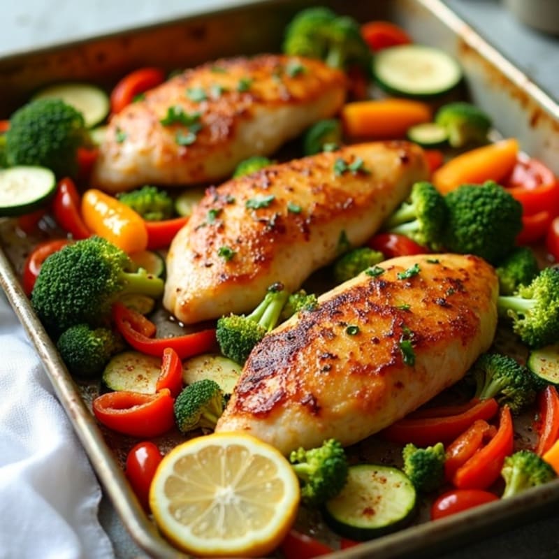 Crispy Lemon Herb Sheet Pan Chicken with Roasted Vegetables