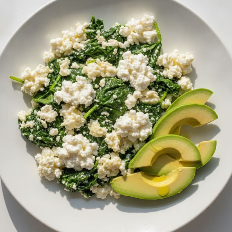 Egg White and Spinach Scramble with Cottage Cheese