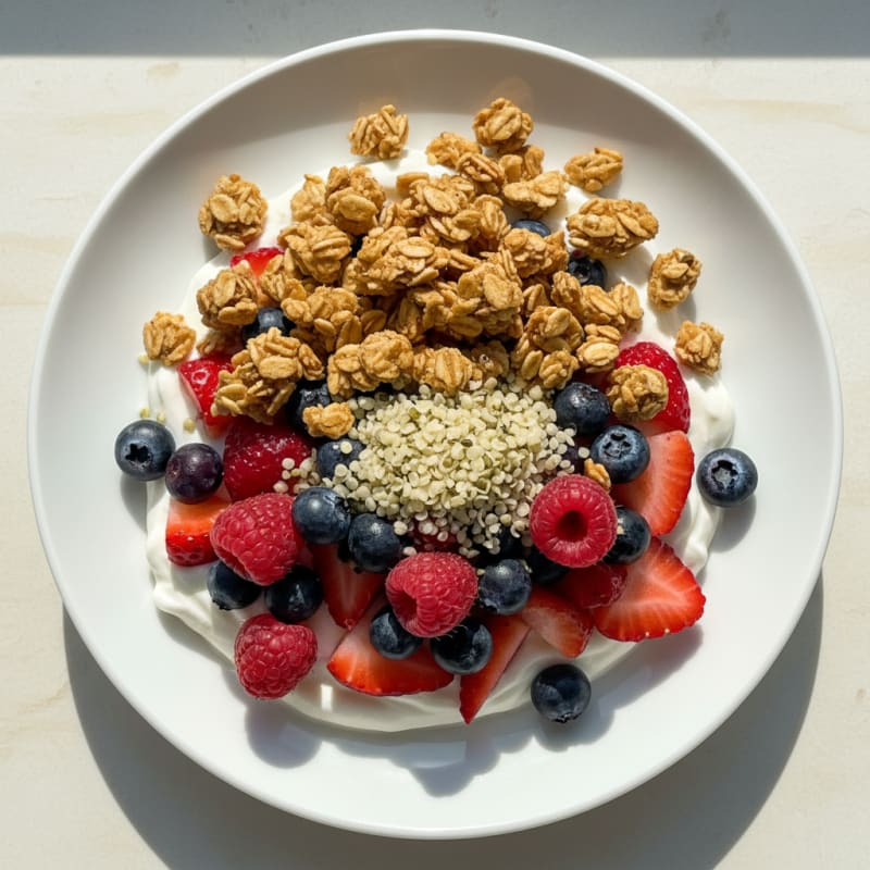 Greek Yogurt Parfait with Mixed Berries and Protein Granola