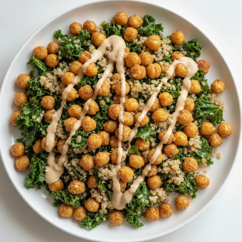 Crispy Chickpea and Quinoa Salad with Lemon-Tahini Dressing