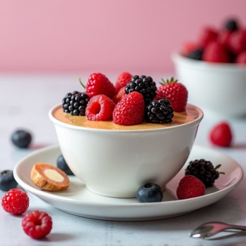 Greek Yogurt Protein Pudding with Mixed Berries