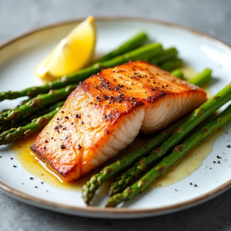 Crispy Pan-Seared Salmon with Roasted Asparagus