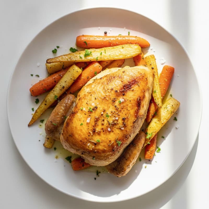 Garlic Herb Roasted Chicken with Root Vegetables