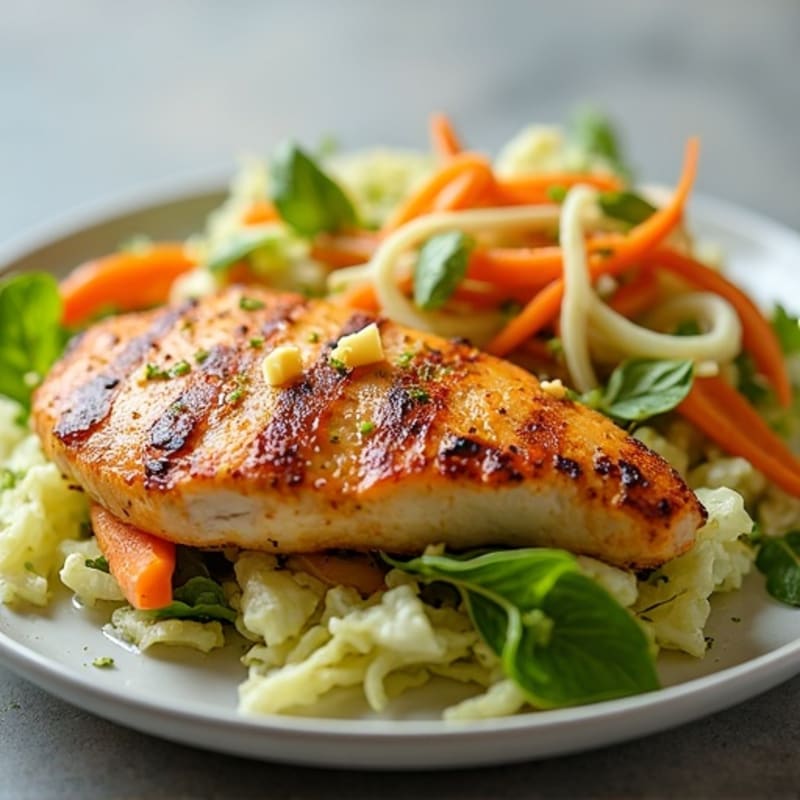 Grilled Chicken Breast with Crunchy Cabbage Slaw