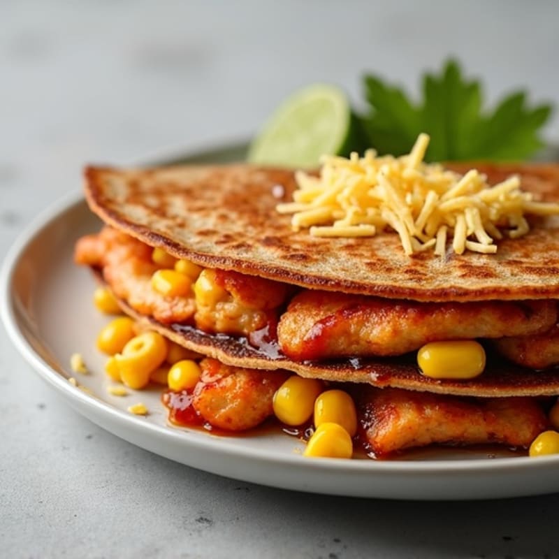 Healthy Crispy BBQ Chicken and Corn Quesadilla