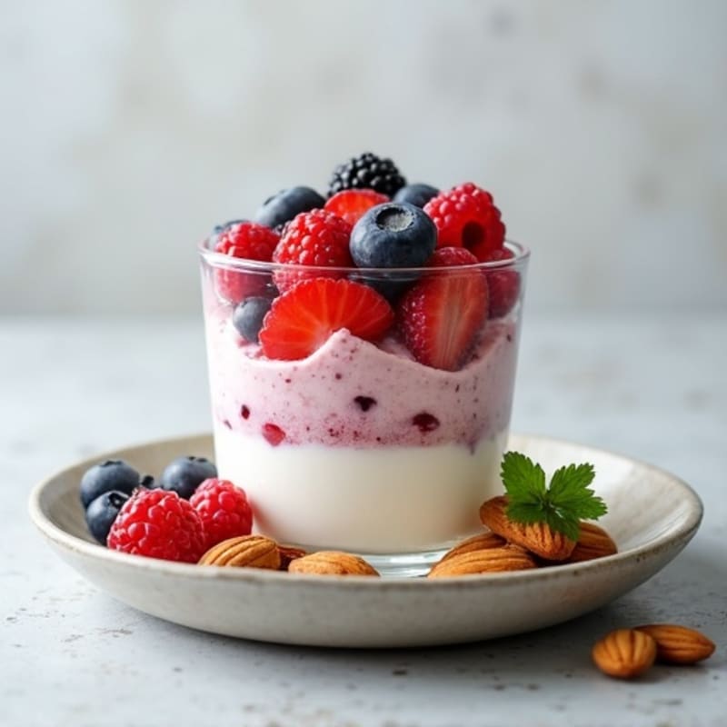 Creamy Greek Yogurt Parfait with Mixed Berries and Crunchy Almonds