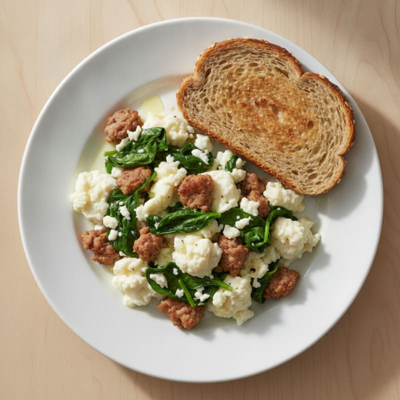 Egg White and Turkey Sausage Scramble with Spinach