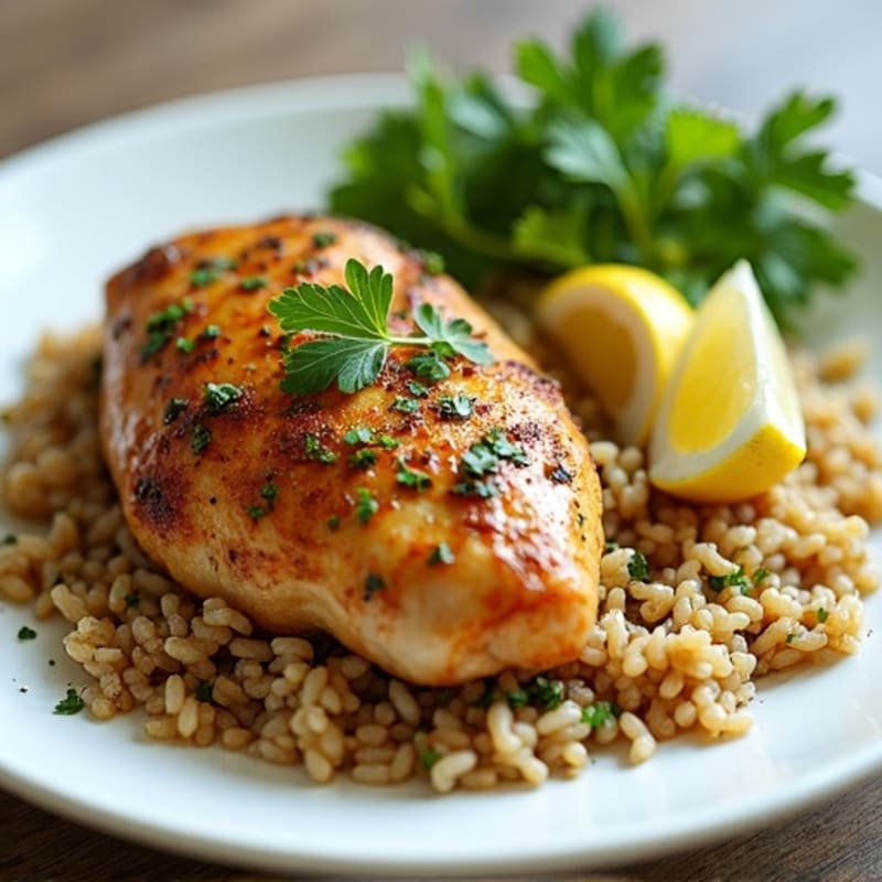 Herb-Roasted Chicken with Garlic Cilantro Rice