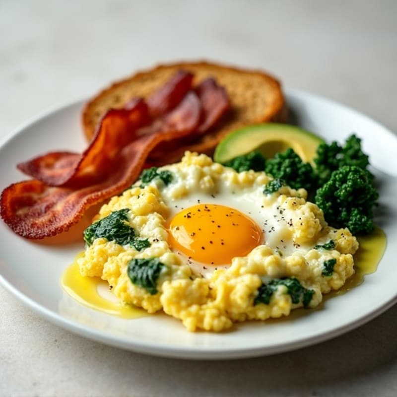 Egg White Scramble with Spinach and Turkey Bacon