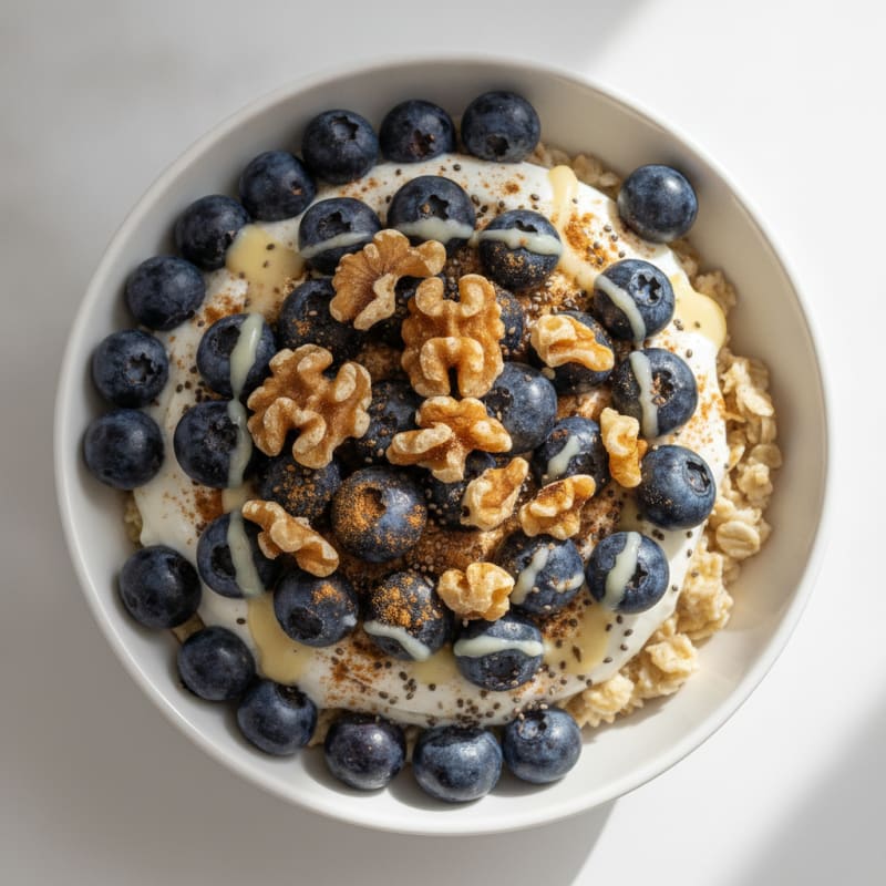 Blueberry Oatmeal Greek Yogurt Bowl