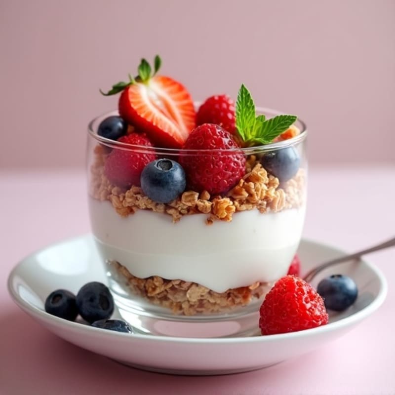 Greek Yogurt Parfait with Mixed Berries and Protein Granola