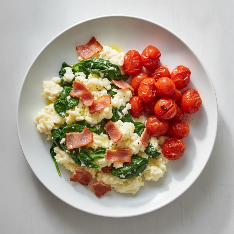 Egg White Scramble with Spinach and Turkey Bacon