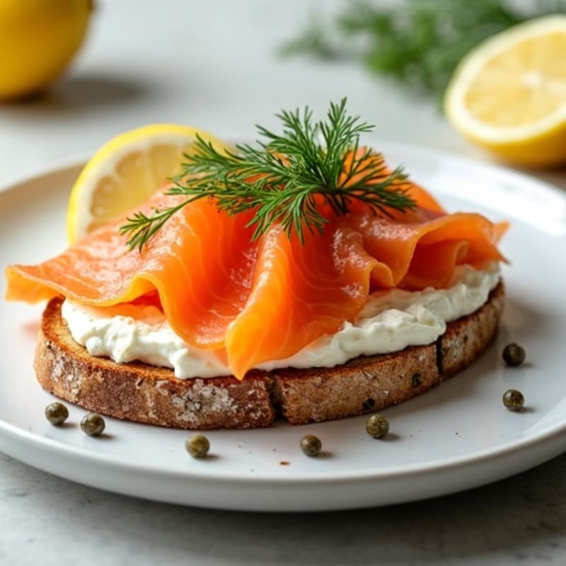 Smoked Salmon with Whipped Herb Cream Cheese and Crispy Whole Grain Toast