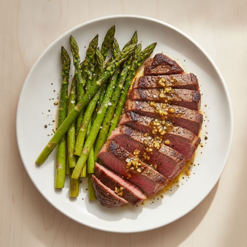 Garlic Herb Butter Steak with Asparagus
