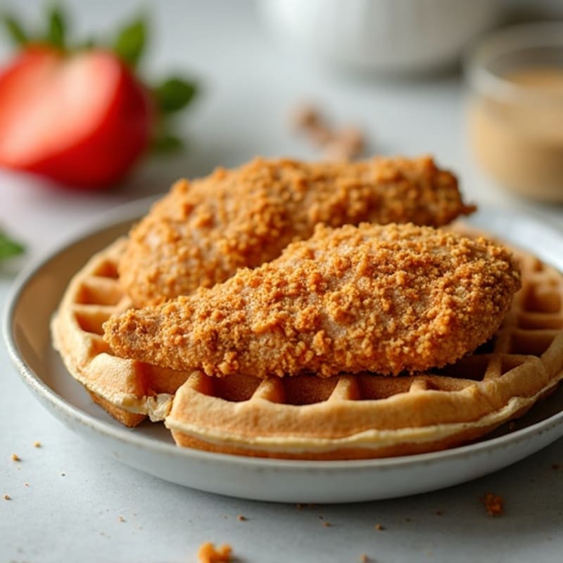 Crispy Baked Chicken with Fluffy Whole Wheat Waffles