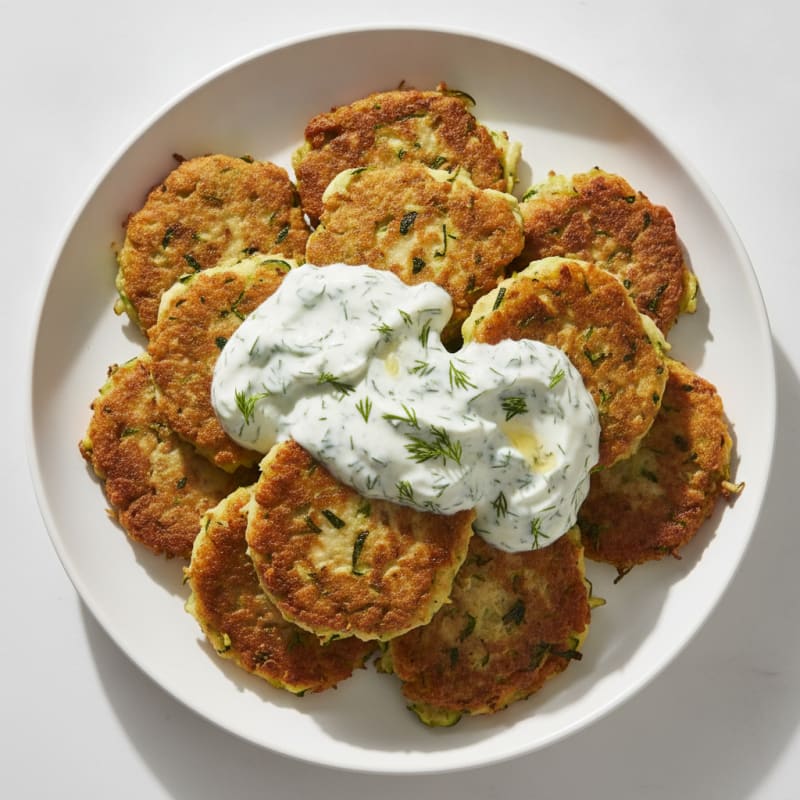 Zucchini Fritters with Dill Yogurt Sauce