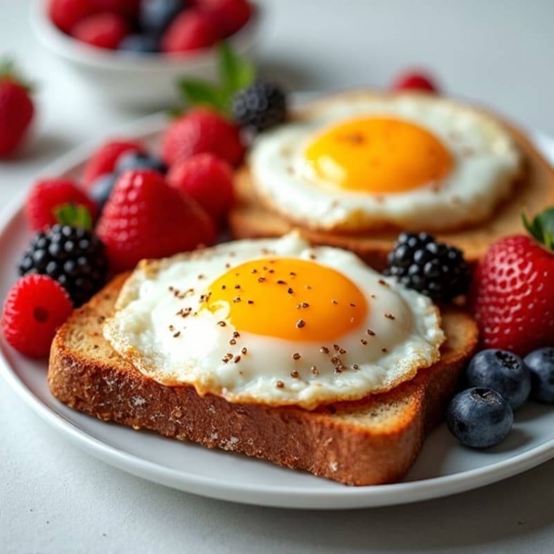 Egg and Almond Butter Toast with Fresh Berries