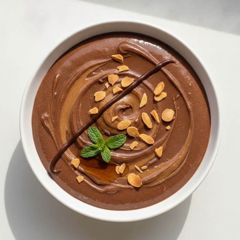 Silky Chocolate Protein Pudding with Almond Butter
