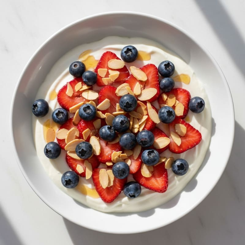 Creamy Greek Yogurt Protein Bowl with Berries and Almonds