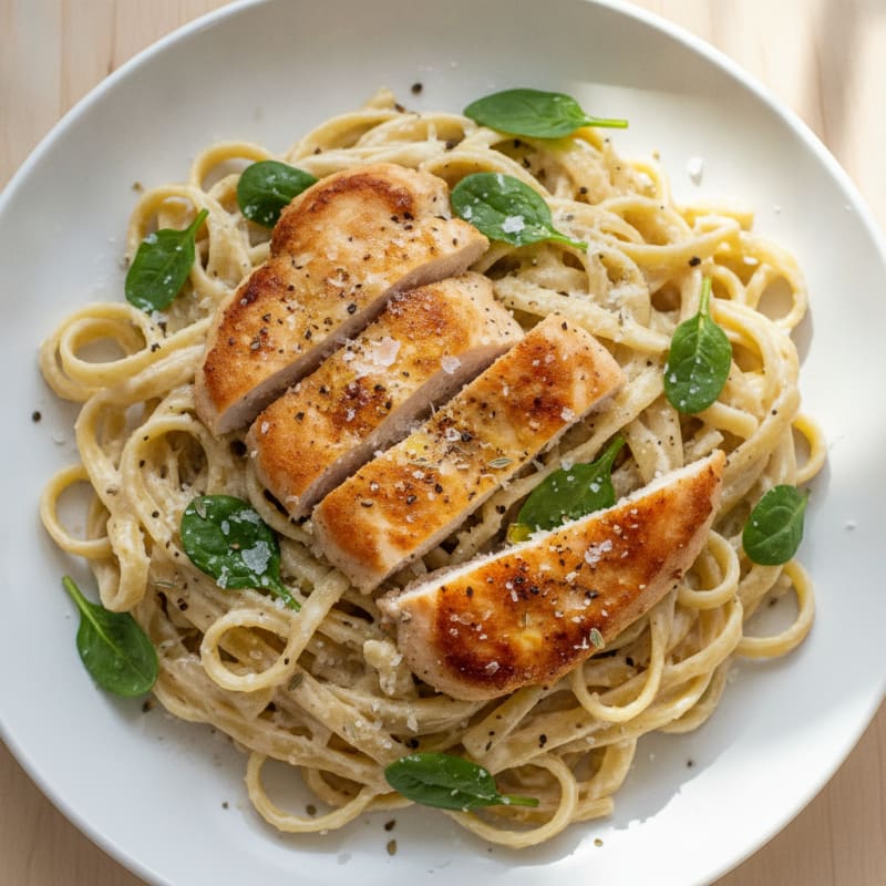 Garlic Parmesan Chicken Alfredo Fettuccine