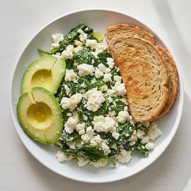 Egg White and Spinach Scramble with Cottage Cheese