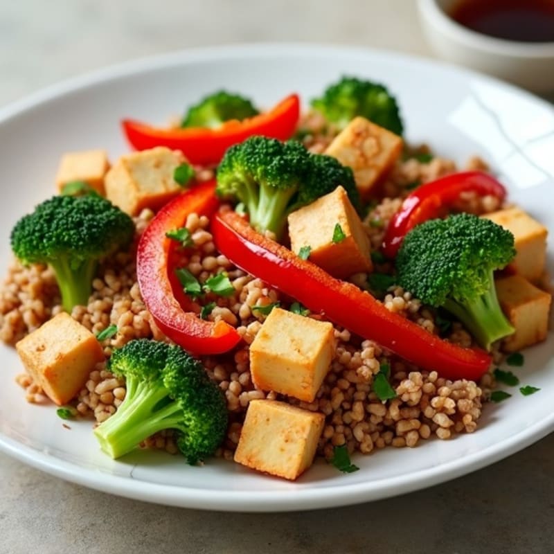 Crispy Tofu and Ground Turkey Stir-Fry