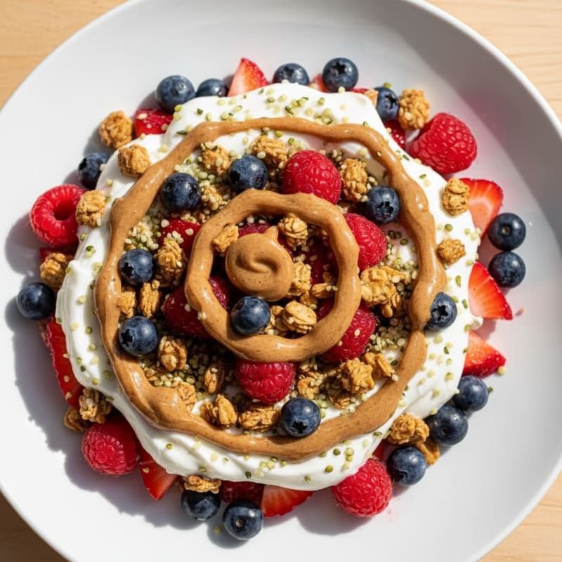 Creamy Greek Yogurt Parfait with Mixed Berries and Almond Butter