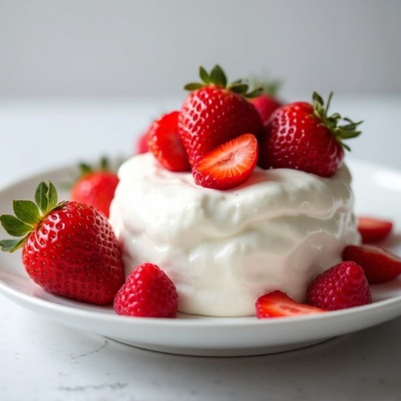 Silky Greek Yogurt with Protein Powder and Fresh Strawberries