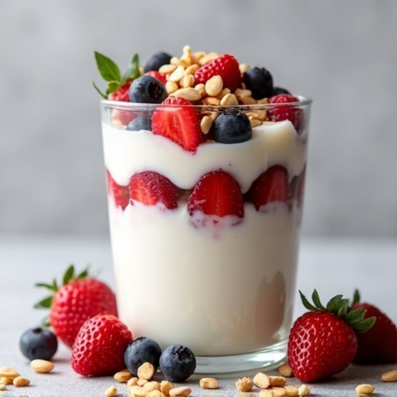Greek Yogurt Protein Parfait with Mixed Berries and Almonds