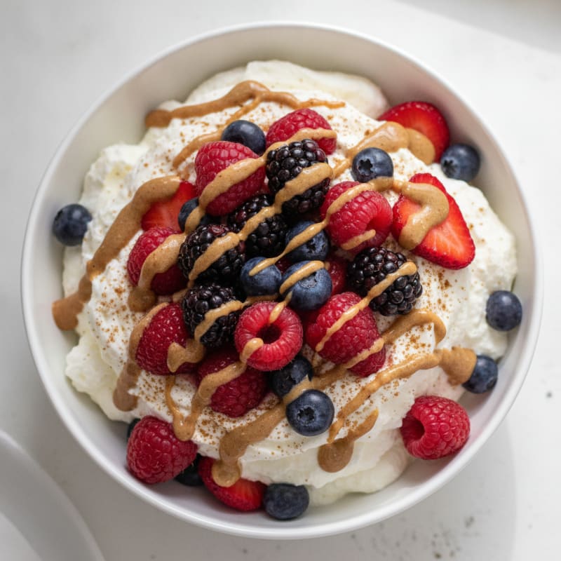 Greek Yogurt Protein Mousse with Mixed Berries
