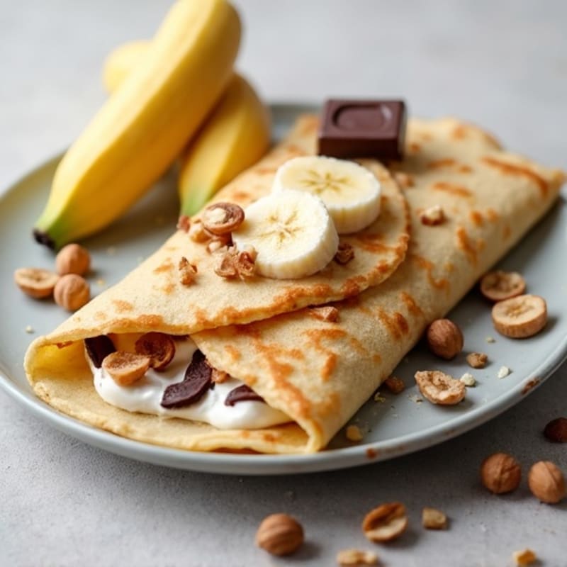 Healthy Creamy Banana Chocolate Hazelnut Crepes