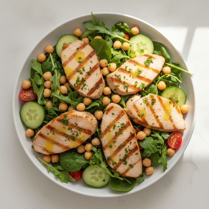 Grilled Turkey Breast Salad with Chickpeas and Lemon Vinaigrette