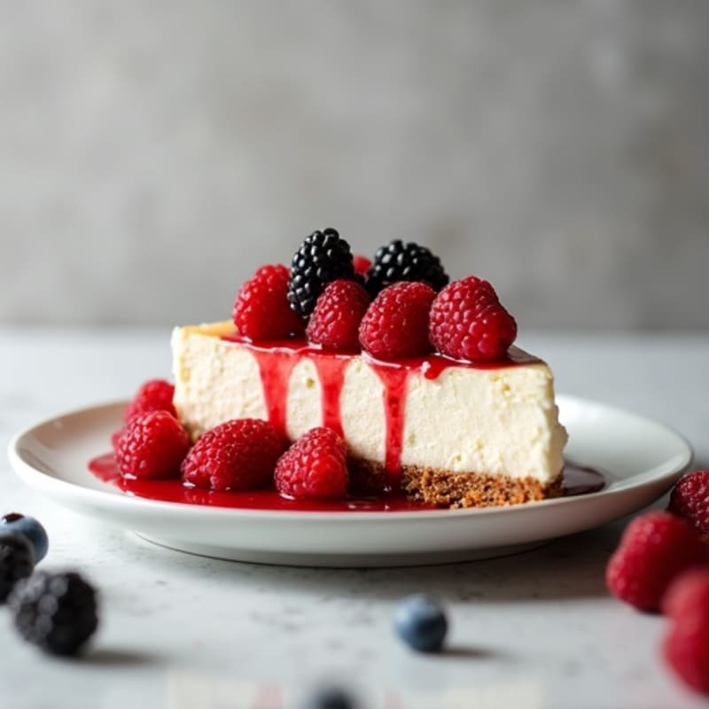 Greek Yogurt Protein Cheesecake with Mixed Berries
