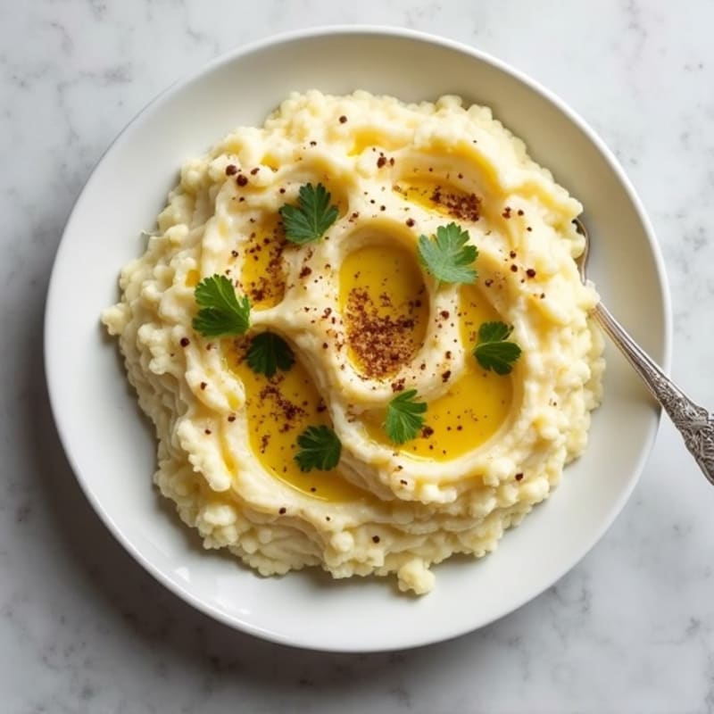 Creamy Cauliflower-Potato Mash with Roasted Garlic