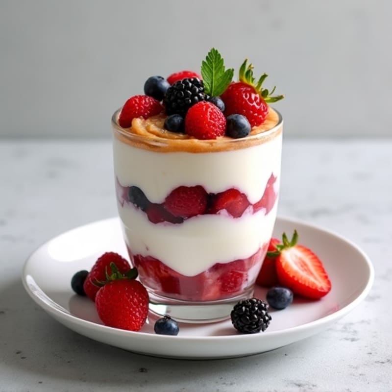 Greek Yogurt Protein Parfait with Mixed Berries and Almond Butter