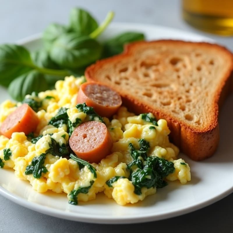 Egg White and Turkey Sausage Scramble with Spinach