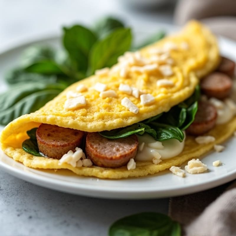 Egg White Omelet with Turkey Sausage and Spinach