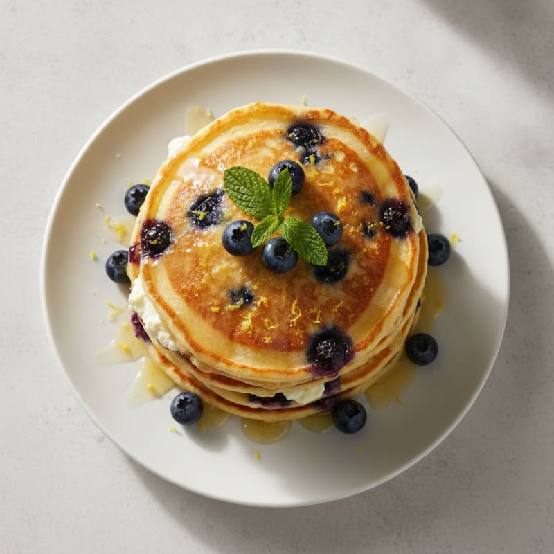 Blueberry Ricotta Pancakes with Lemon Zest