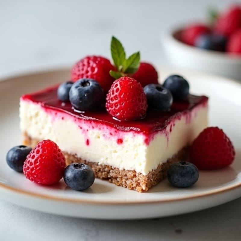 Creamy Greek Yogurt Protein Cheesecake with Fresh Berries