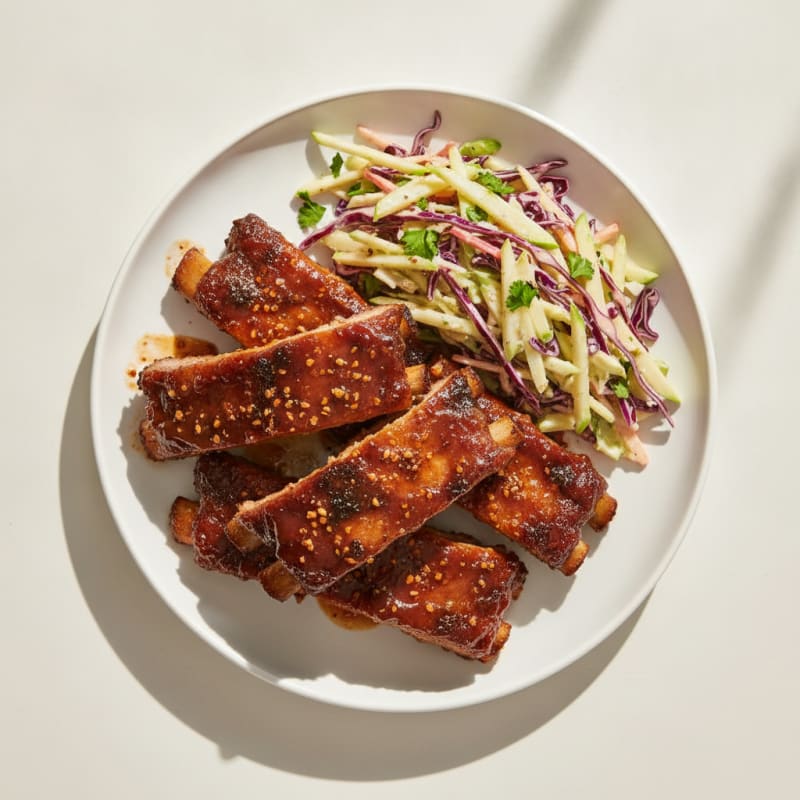 BBQ Glazed Pork Ribs with Zesty Slaw