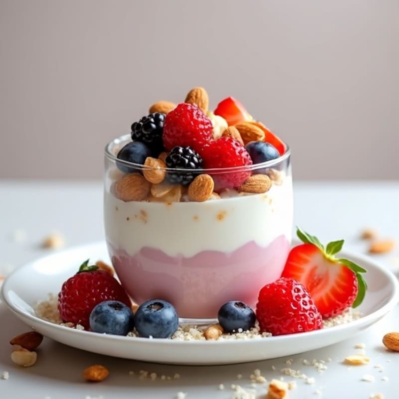 Greek Yogurt Parfait with Mixed Berries and Almonds
