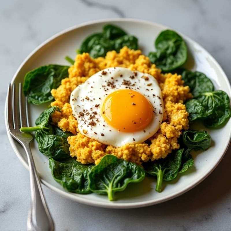 Egg and Tofu Scramble with Spinach and Pumpkin Seeds
