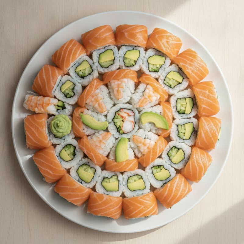 Rainbow Sushi Rolls with Wasabi
